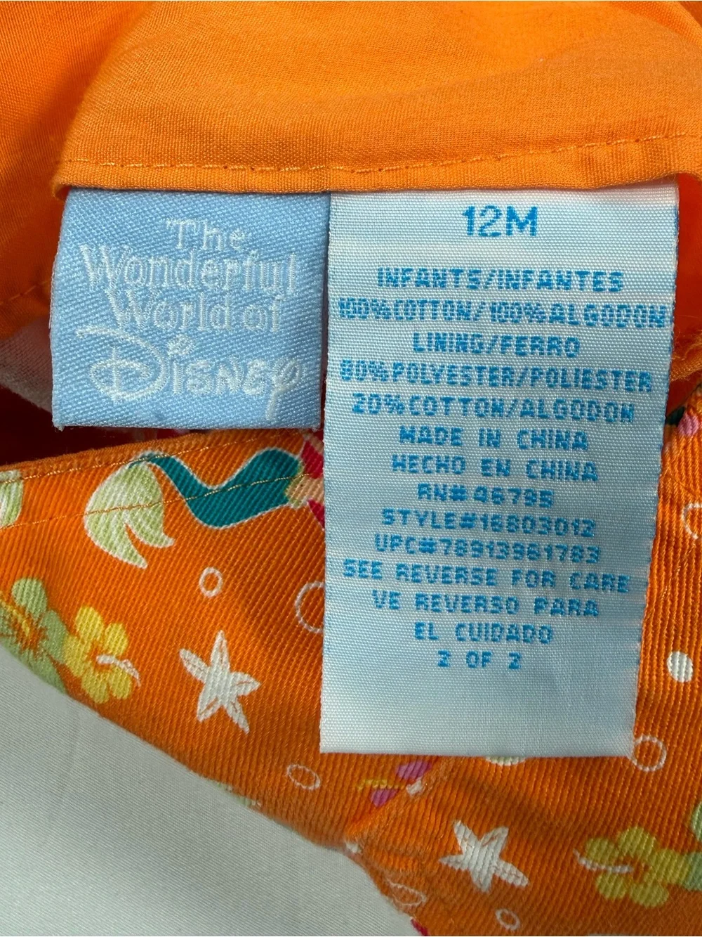 THE WONDERFUL WORLD OF DISNEY Girls Ariel Little Mermaid Overalls 12M Princess